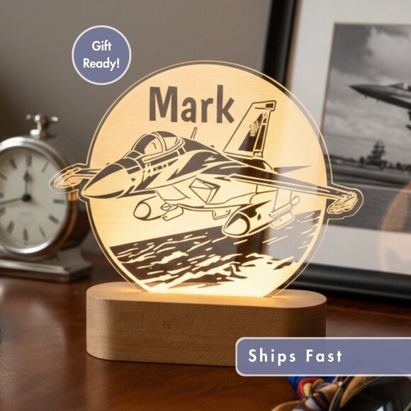Jet Airplane Custom Name Lamp • Personalized LED Cloud Decor • Kids Gift - Picture 1 of 8